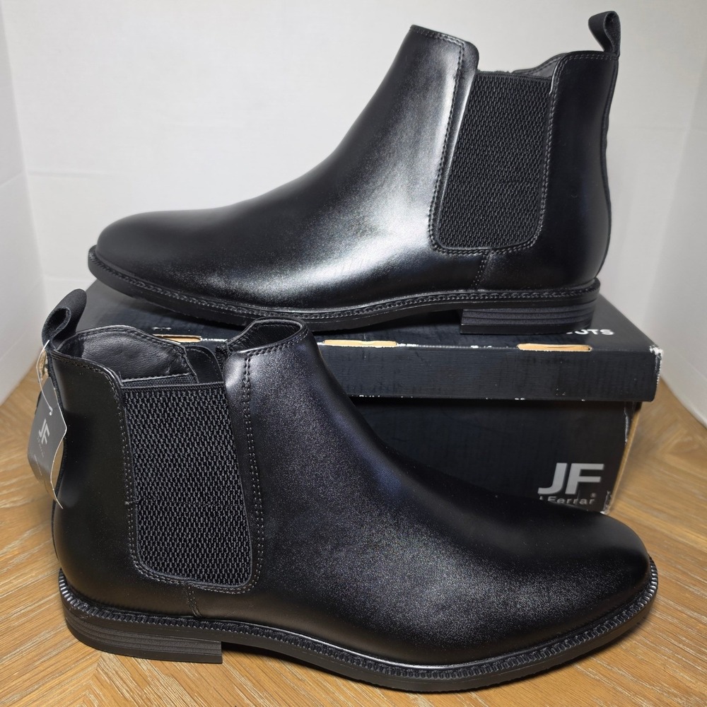 J. Ferrar Blake Mens Chelsea Boots Black Size 12M Side Zip Memory Foam New